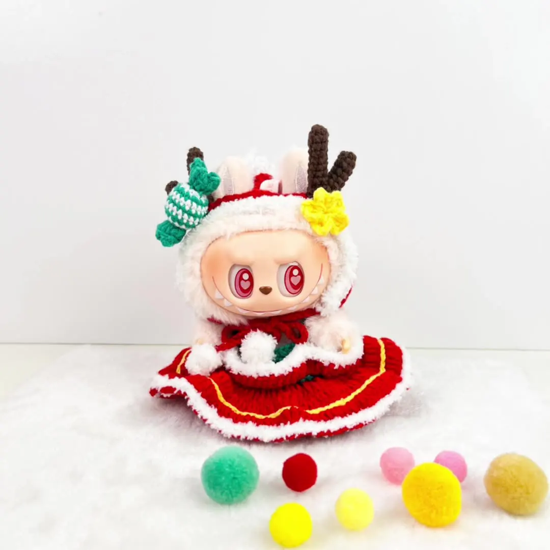 

Для 17 см кукла Лабу Олень Лось свитер юбка шарф шляпа комплект одежда кукла праздничные наряды Рождественский вязаный крючком комплект ручной работы