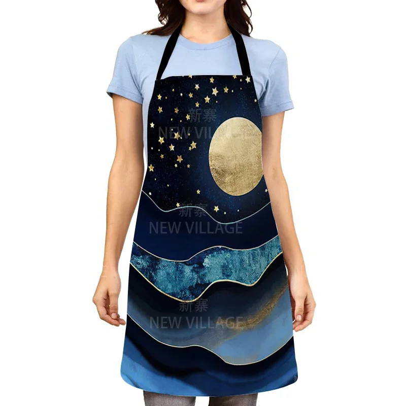 Flower Bird Printed Cotton Linen Brief Pinafore Kitchen Sleeveless Apron Women Home Cooking Baking Waist Bib  garden apron