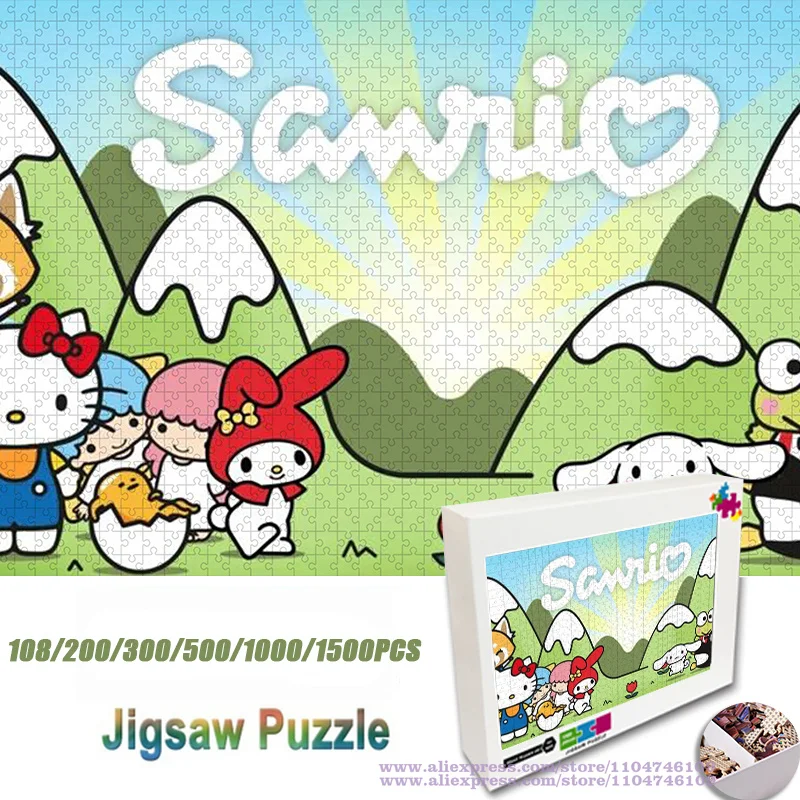 

Sanrio Characters Puzzle Jigsaw Cartoon Hello Kitty My Melody 108/200/300/500/1000/1500Pcs Intelligence Puzzles for Kids