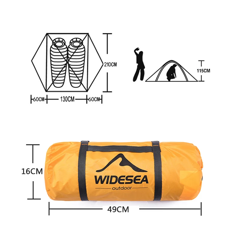 Widesea Camping Tent Tourist 2 Person Winter Tent Outdoor  4 Season Aluminum Rod with Snow Skirt