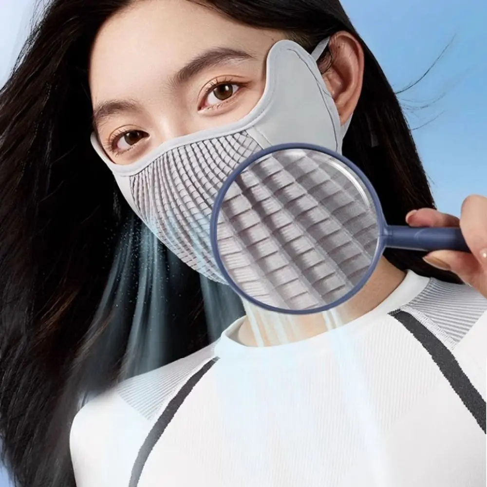 Thin Sunscreen Face Scarf Ice Silk Cycling Mask Breathable Summer Face Cover Face Scarves Solid Color Face Gini Mask Hiking