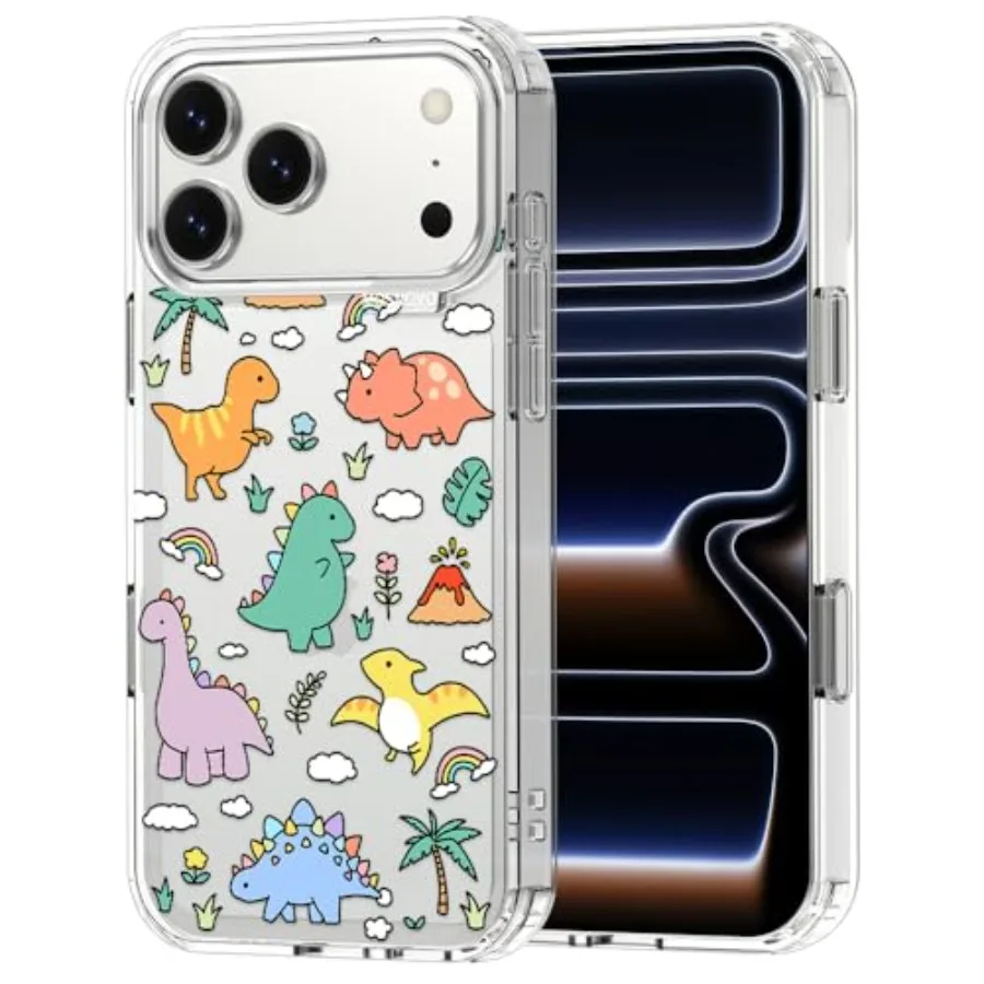 

For iPhone 17 Pro Max Case Military Grade 6.6ft Drop Tested Camera Control Clear with Dinosaur Land Design Ultra-Durabl
