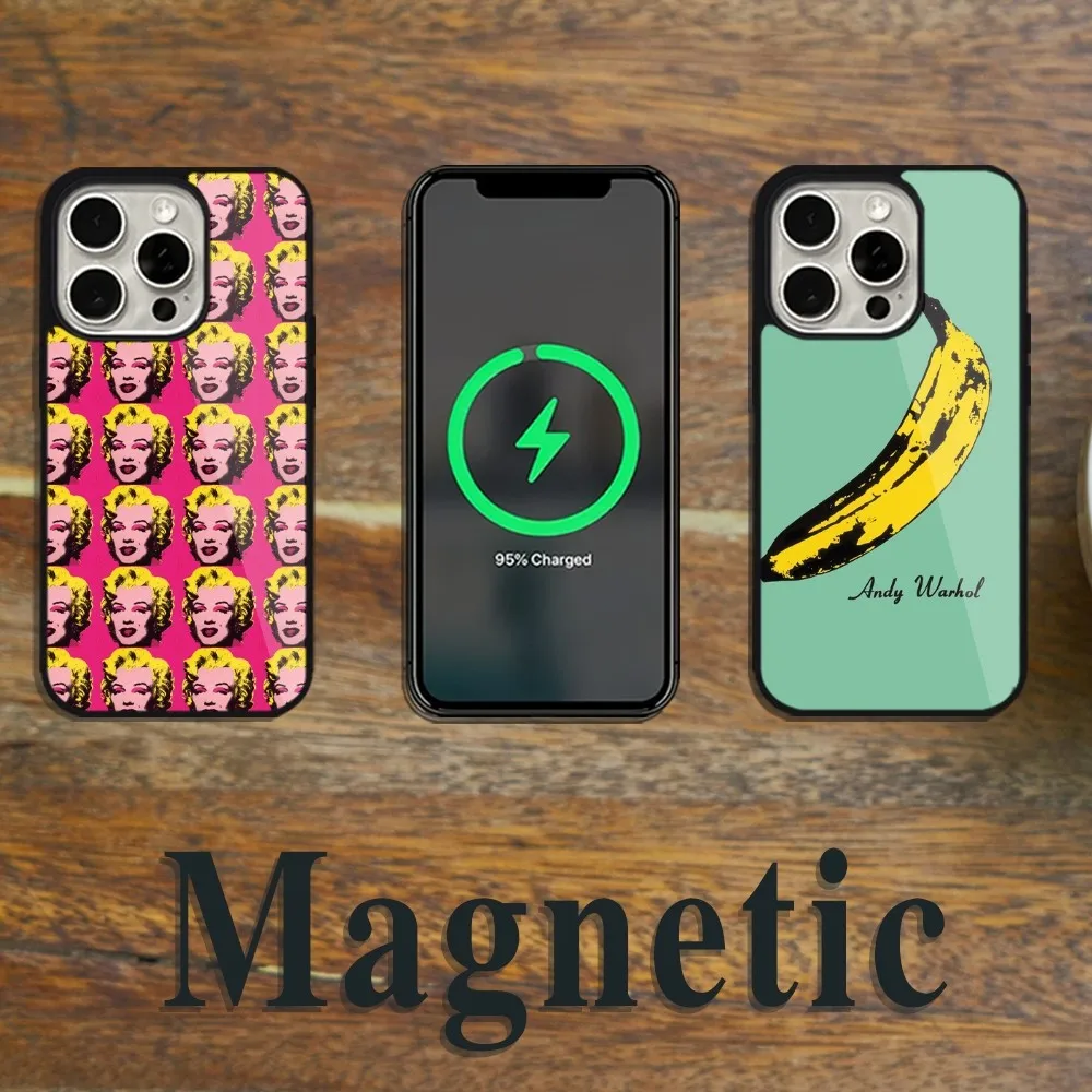 Andy Warhol Art Phone Case Magsafe Magnetic For iPhone 11 12 13 14 15 Pro Max Plus Wireless Charging