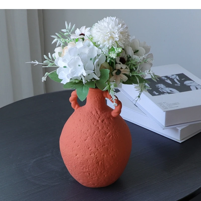 Pure Color Handicraft Ceramic Vase Home Flower Arrangement Decoration Living Room Container