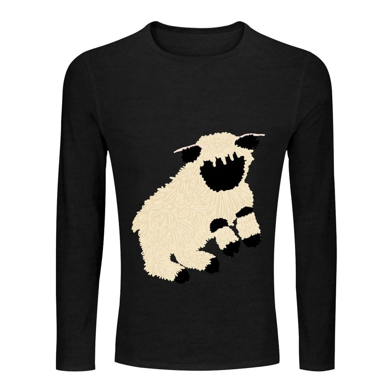 تي شيرت طويل من Leaping Valais Black Nose Sheep جرافيك تي شيرت تي شيرت عرق تي شيرت للرجال من القطن