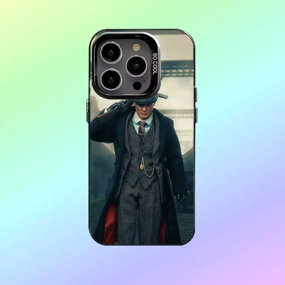 حافظة هاتف P-PeakyS T-Thomas Shelby Blinders لهاتف iPhone17,16,15,14,13,12,11 Plus,Pro Max حافظة هاتف فضية ملونة #5