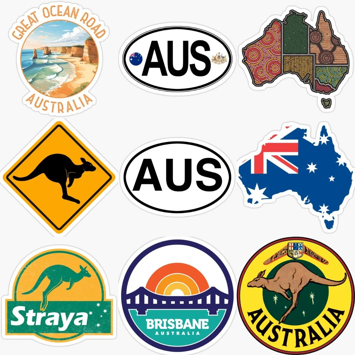 Creative AUS Australia Flag Map Emblem Kangaroo PVC Sticker for Decorate Fridge Wall Car Van Bicycle Window Decal Accessories