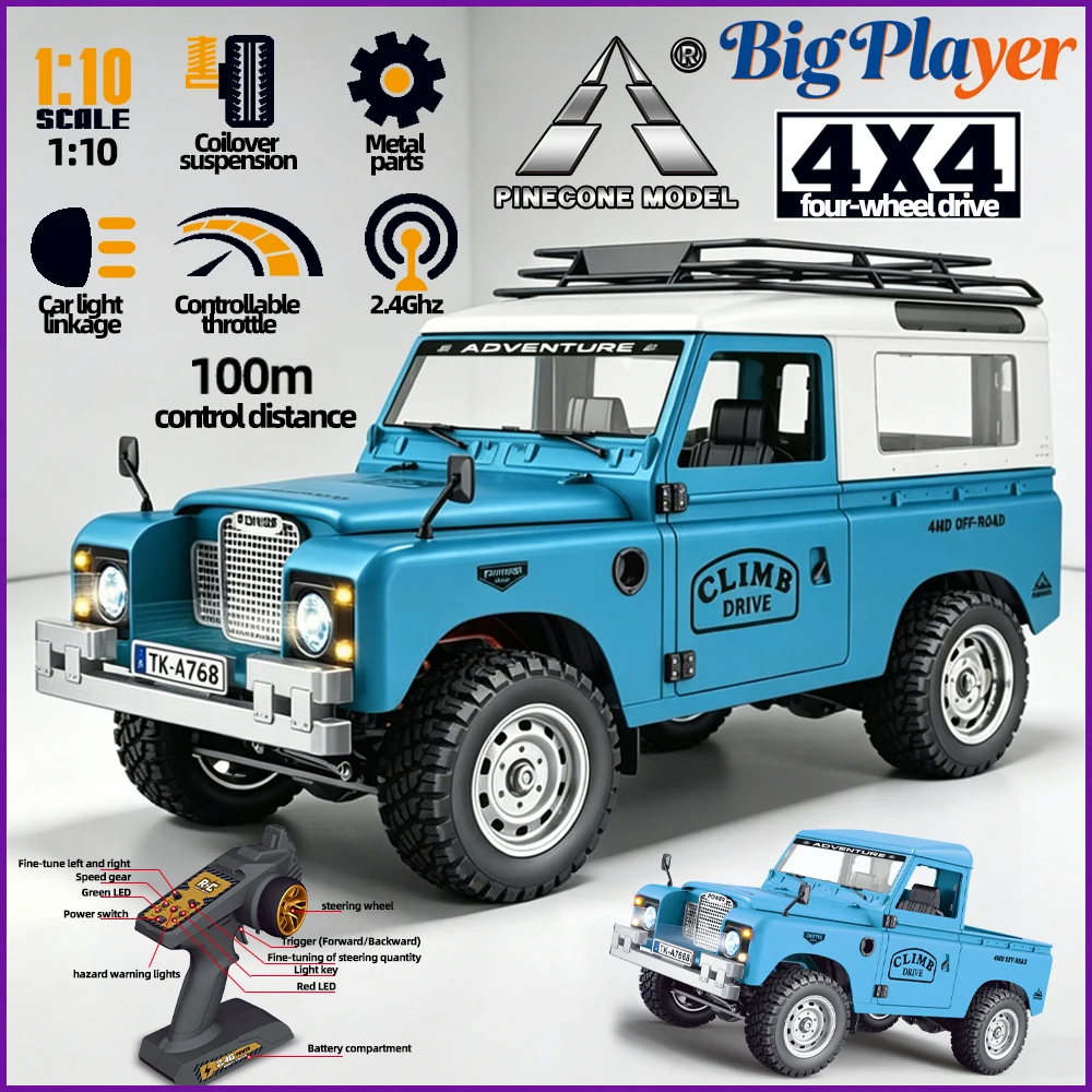 SG1009 SG1010 1/10 4WD RC car Defender RTR 2.4GHz Remote Control Off-Road Truck with LED Lights Metal Chassis Climbing Car Gift