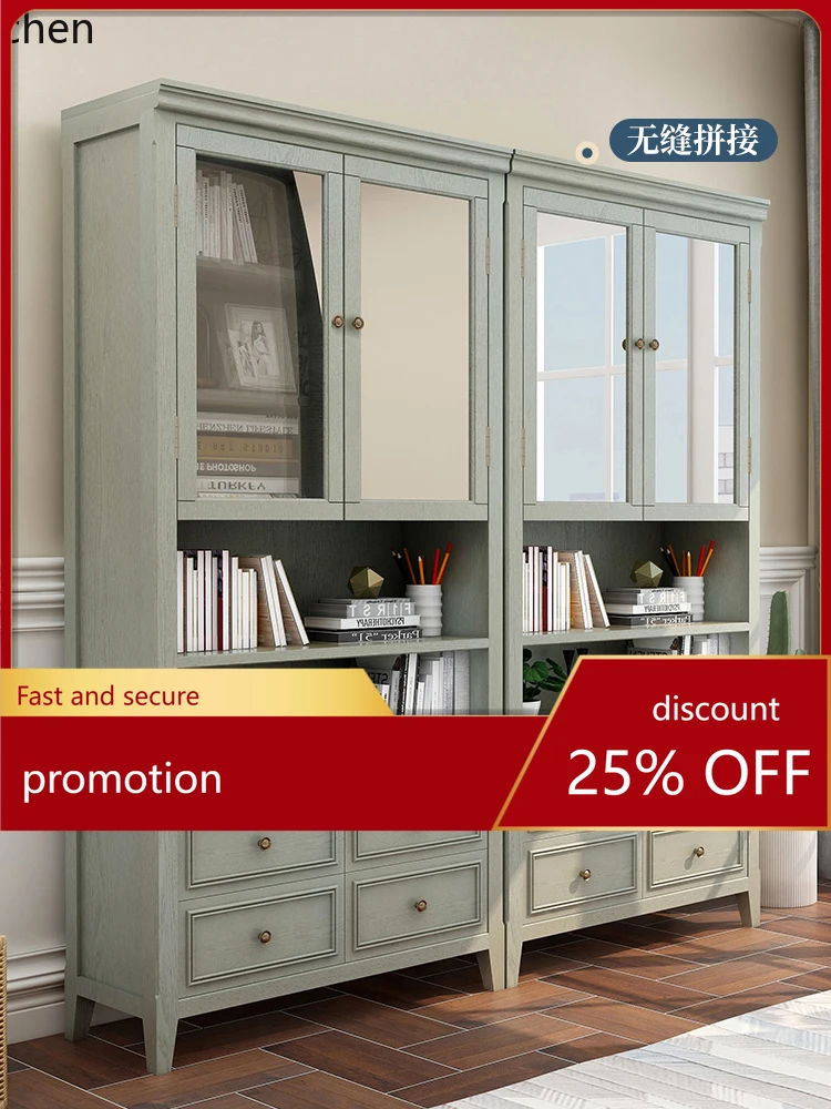 

HXL Solid Wood Combination Display Cabinet with Glass Doors, Figurine Storage High Cabinet with Doors, Floor-standing