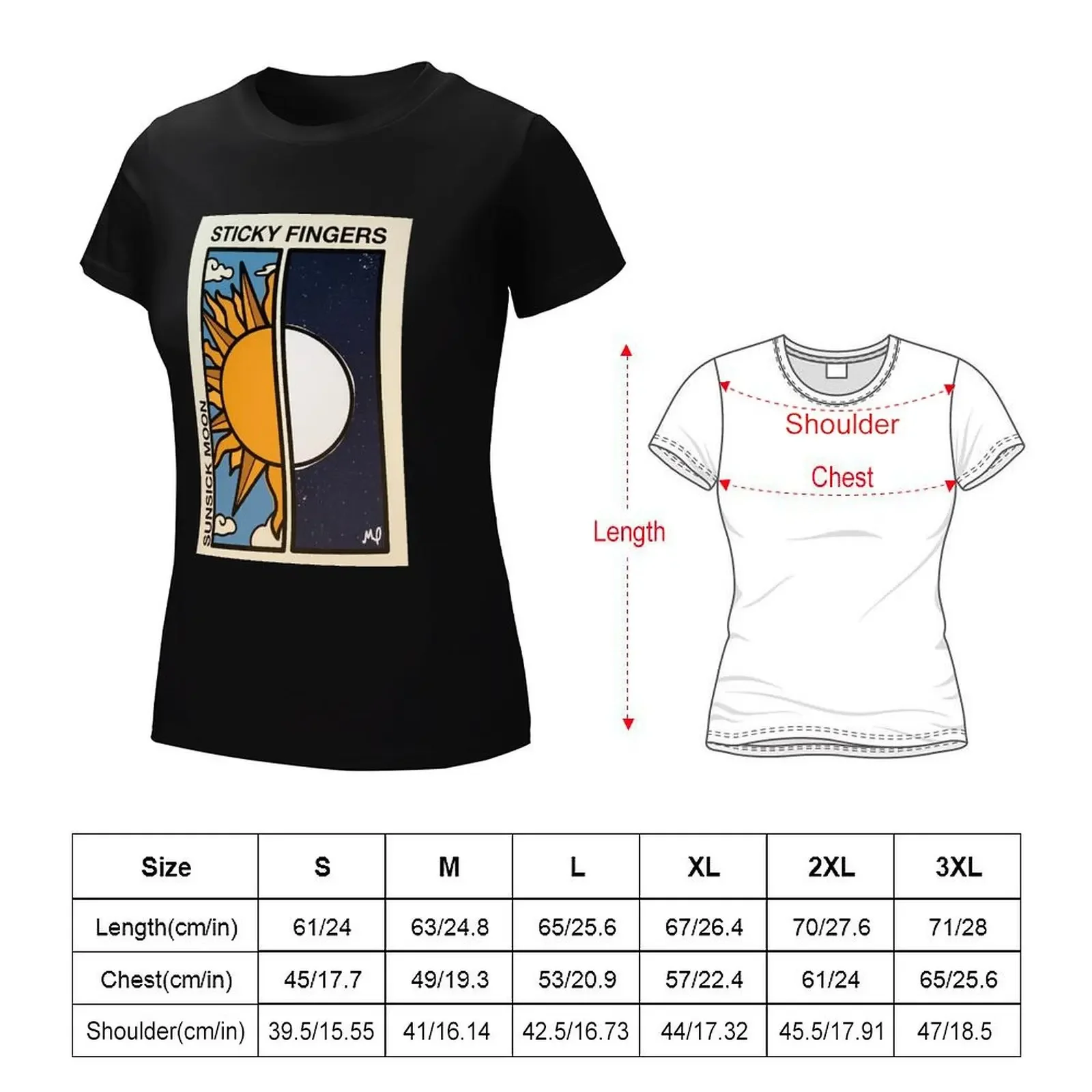 STIFI Poster Sunsick Moon T-shirt korean fashion female plus size tops oversized workout shirts for Women