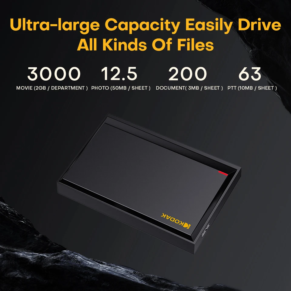 KODAK P190 Portable External Hard Drive 500GB 1TB USB 3.0 HDD