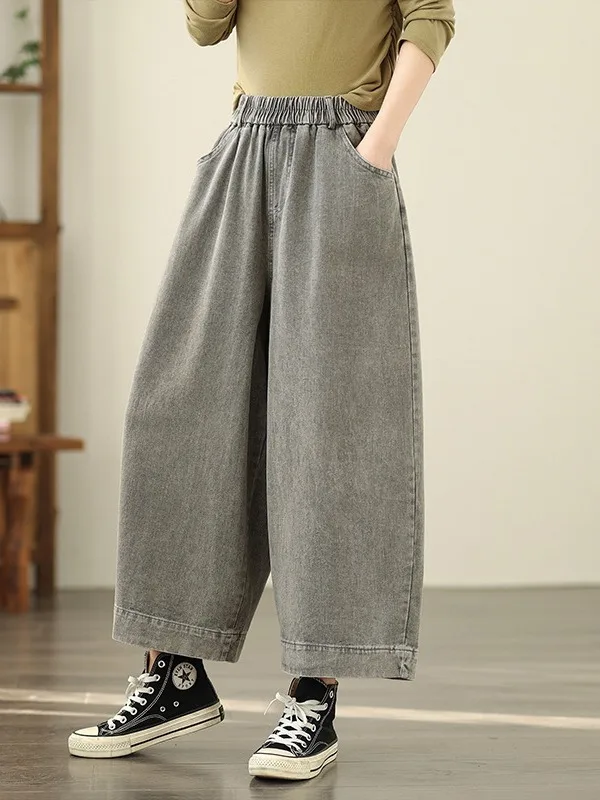بنطلون جينز نسائي واسع الساق بتصميم عتيق، موديل صيفي جديد بمقاسات كبيرة، بنطلون منحني بتصميم شفرة، بنطلون مستقيم بطول تسعة أرباع