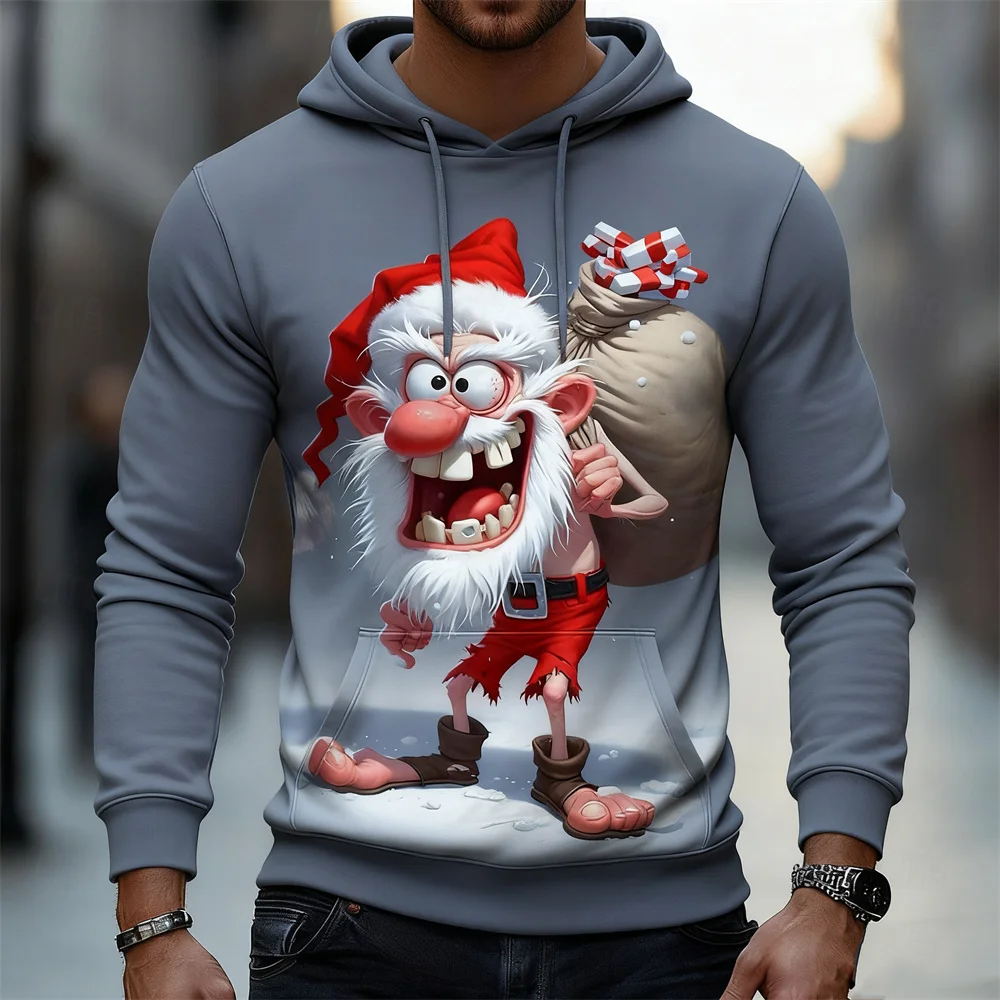 

Men's funny Santa Claus Graphic 3D Print Hoodies Christmas Theme Hooded Sweatshirts Autumn Winter Loose Casual Man y2k Clothes