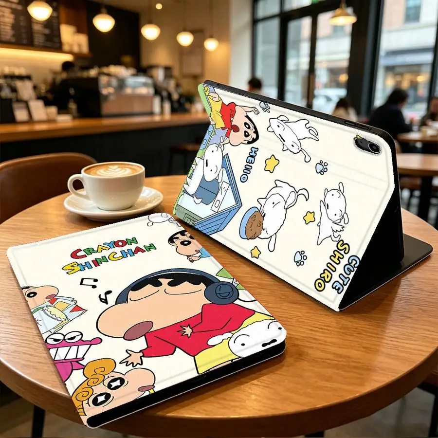 Case for Apple iPad 10th 7/8/9th Air 11 13 M4 M3 M2 A16 2026 Pro11 13 With Pencil Holder Air 4/5/6th Cute Shin-Chans Shiro