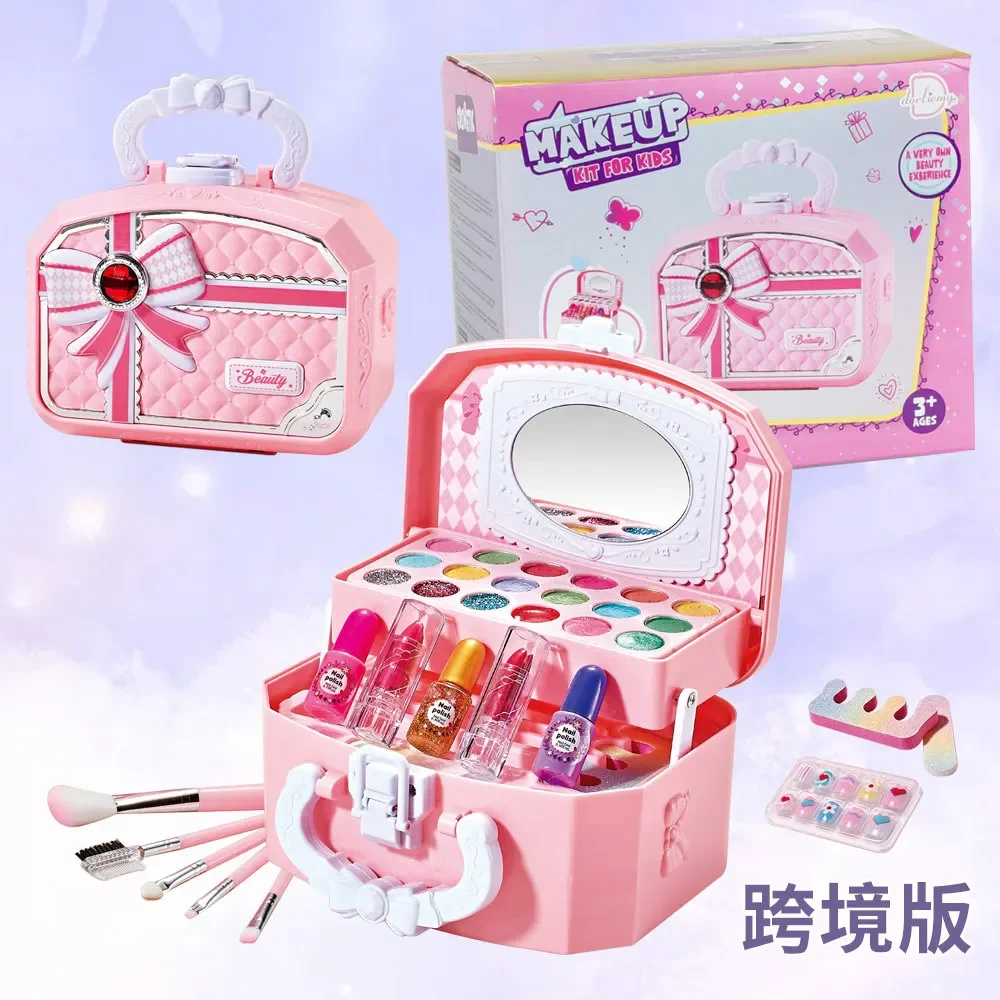 Children's make-believe play toys, girls' nail polish, lipstick, cosmetics, beauty box, storable handbag set