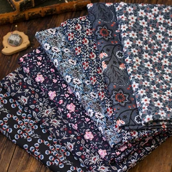 Morris Fabric Dark Colored Flowers Cotton Digital Printing for Sewing Clothes Bags DIY Handmade by Half Meter