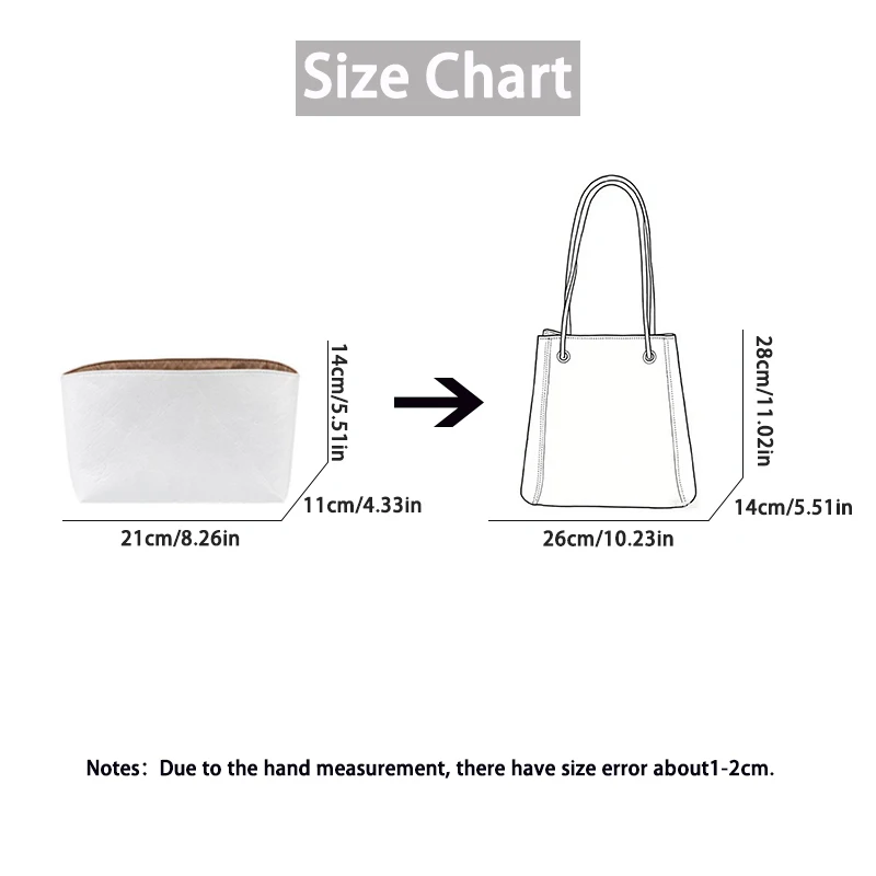 EverToner Organizer For Qiu-zhe 008 Bucket bag Dupont Paper Inner Bag Travel Portable Tote Bags Insert Support Shaper