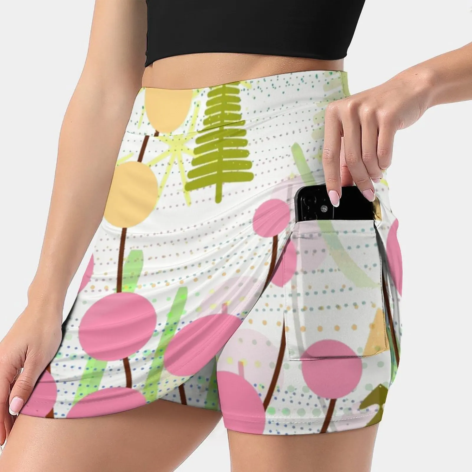 Fresh Day Women Sports Skirt Tennis Golf Dance Fitness Running Yoga Skirts Abstract Graphic Landscape Trees Light Colors Vivid