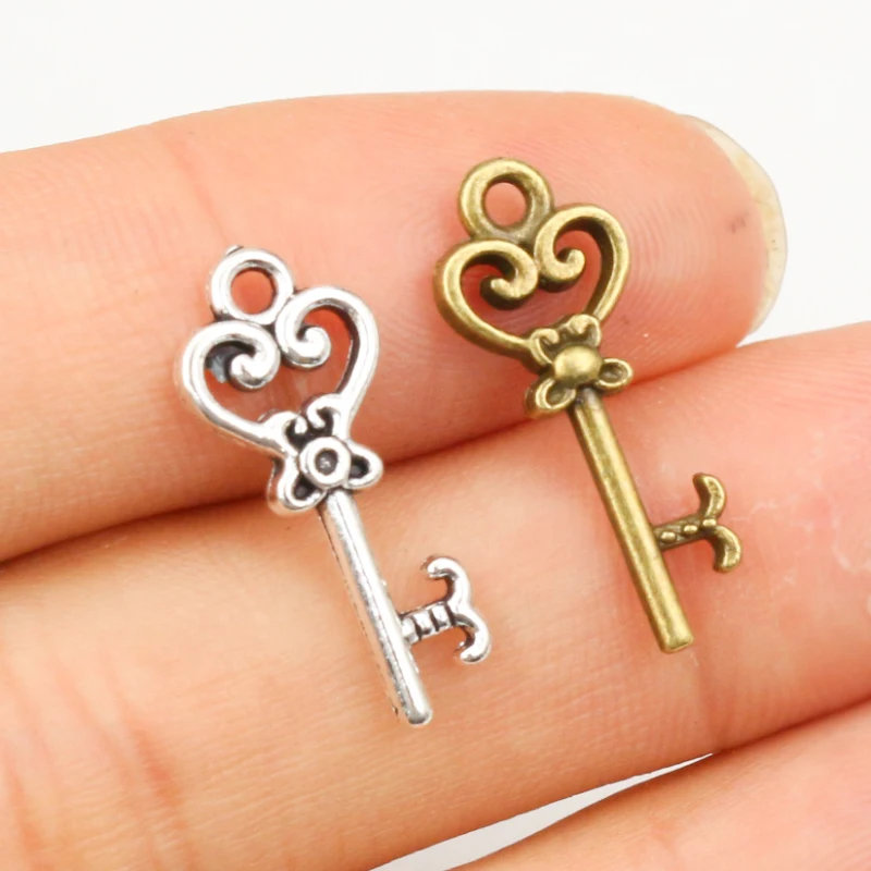 15pcs 21x9mm Charms vintage skeleton key Antique Making pendant fit,Vintage Tibetan Silver Plated Bronze,DIY bracelet necklace