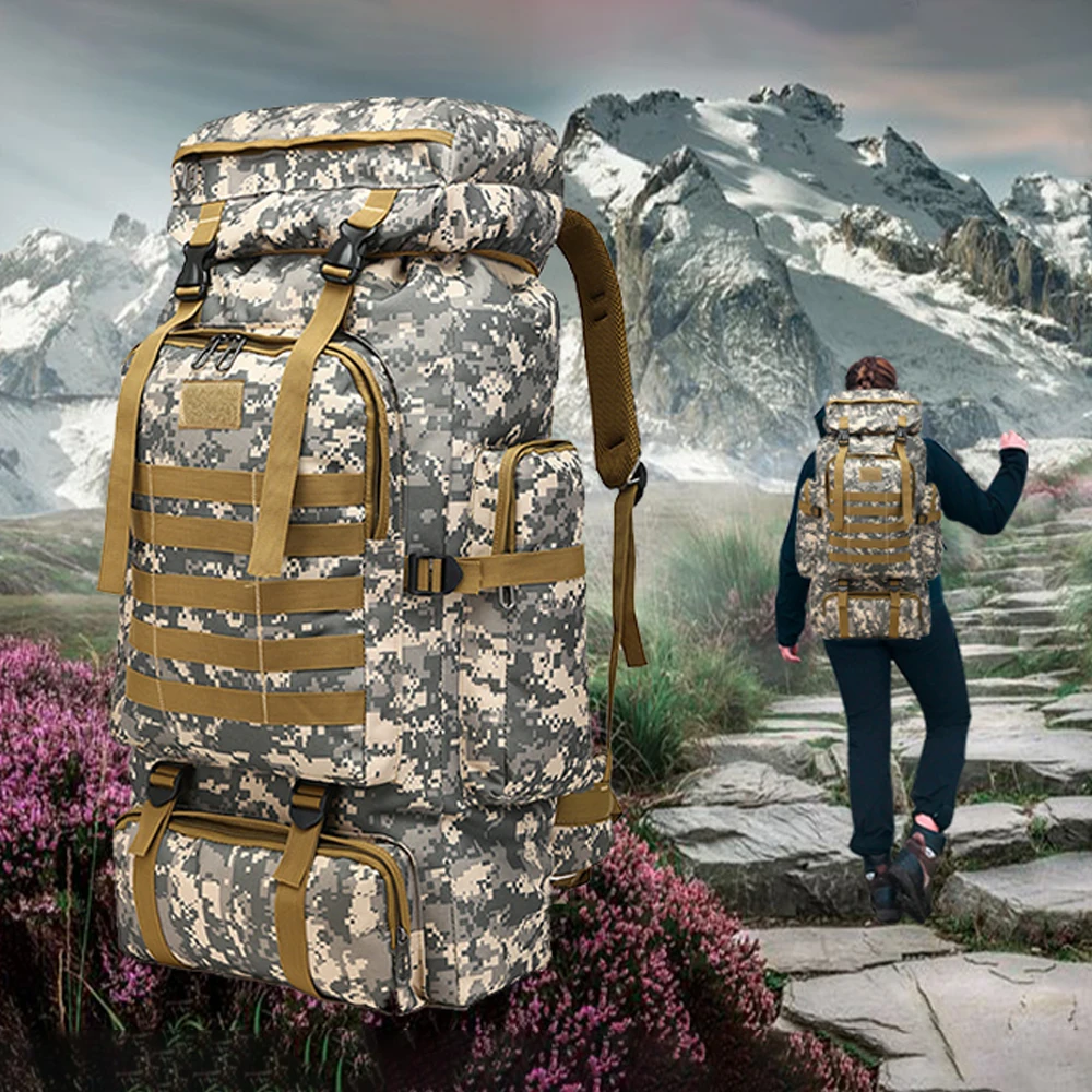 

Waterproof Big Capacity Outdoor Rucksack Backpack Military Mountaineering Tactical Bag Hiking Travel Adventurers Fishing Bag 80L