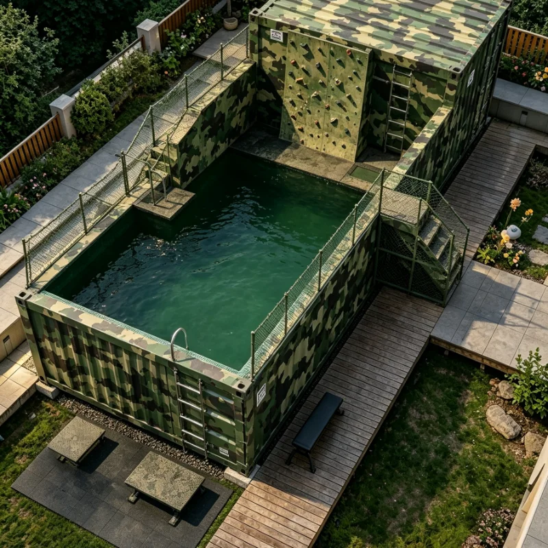 Eco-friendly Container Swimming Pool, Recycled Steel Construction for Green Resorts, Eco Camps, Villas & Sustainable Retreats
