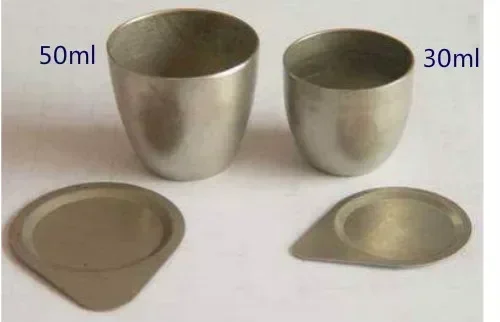 Nickel Crucible. High purity nickel crucible. One set of 30ml and 50ml crucibles.