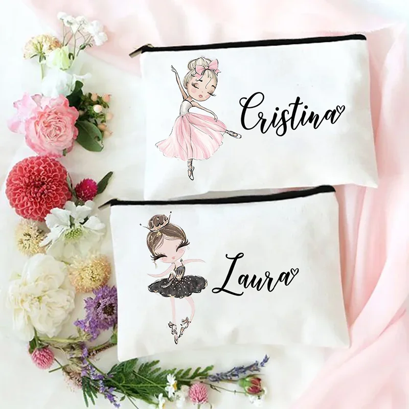 Custom Cute Travel Cosmetic Organizer Women Handbag Luxury Canvas Wedding Bridesmaid Gifts Name Makeup Pouch Bag Bridal Gift