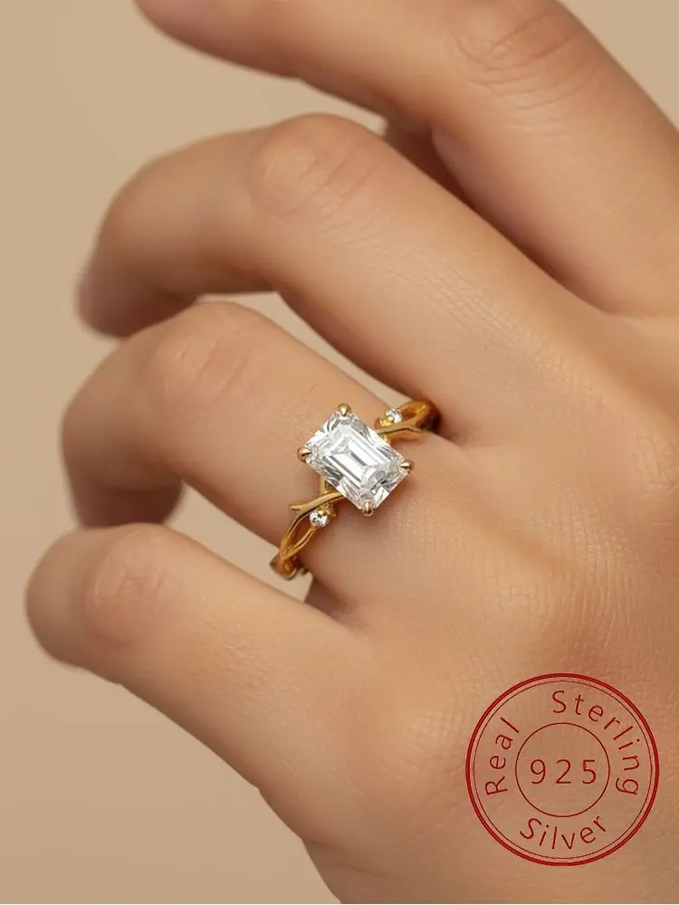 925er Sterlingsilber, modisch, exquisiter rechteckiger Zirkon-Ring für Frauen, Verlobung, Hochzeit, Jahrestag, hochwertiger edler Schmuck