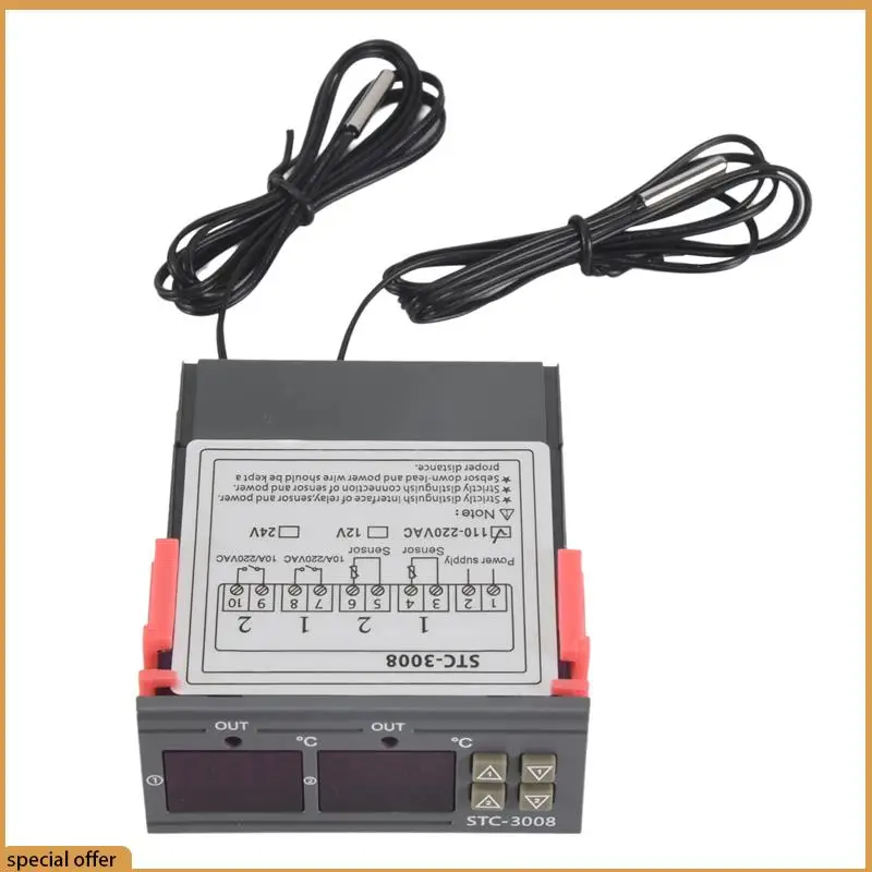 A68Z Termostato Digital Controlador de Temperatura STC-3008 Termómetro Sensor Higrómetro 12V 24V 220V