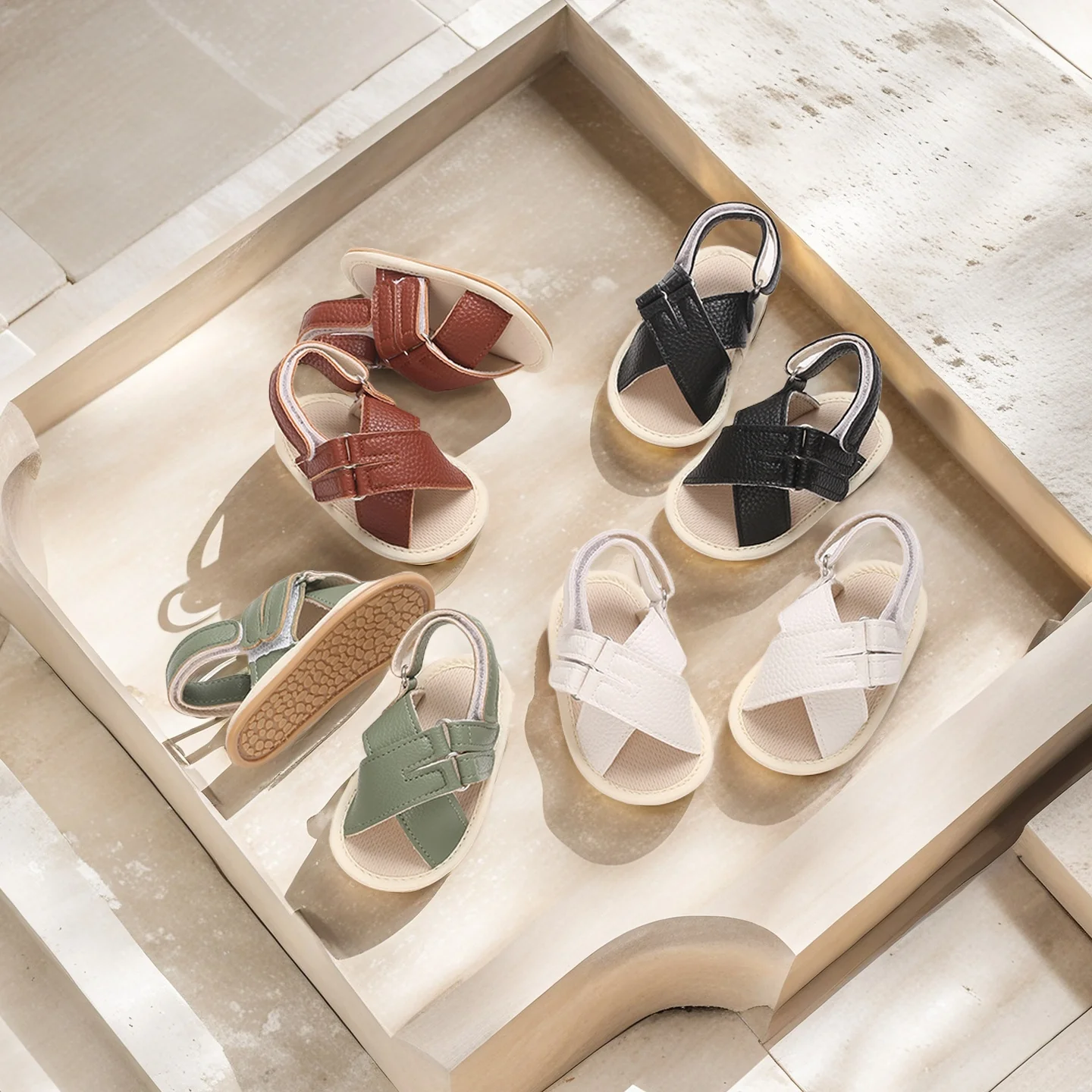 

Fashionable Summer 0-18M Baby Sandals With PU Upper High-Quality Soft Sole Anti Slip Exposed Toes Outdoor First Time Walkin