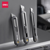 Deli Utility Knife Portable Pocket Box Cutter Retractable 9mm 18mm Metal Blade for Office School Home Stationery Supplies Knife