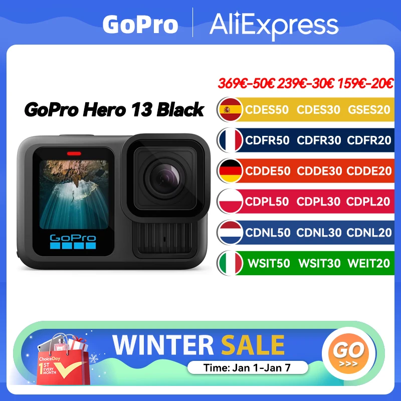 【EU Stock】GoPro Hero 13 Black Sports Camera Waterproof and Anti Shake Cycling 5.3K Video Live Sports Camera Go Pro Hero 13