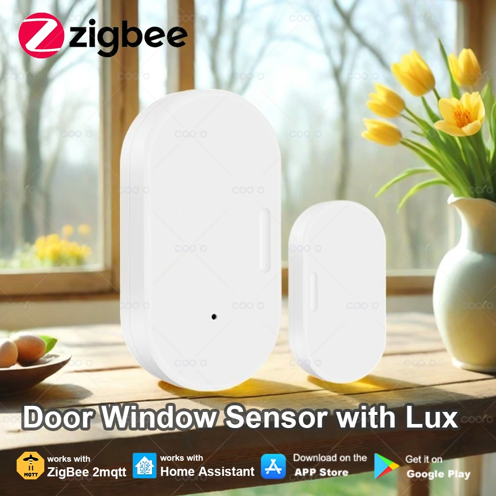

ZigBee Smart Door Window Sensor Lux Light Detect 2 in 1 Real Time Wireless Magnetic Alarm App Remote Control Home Security