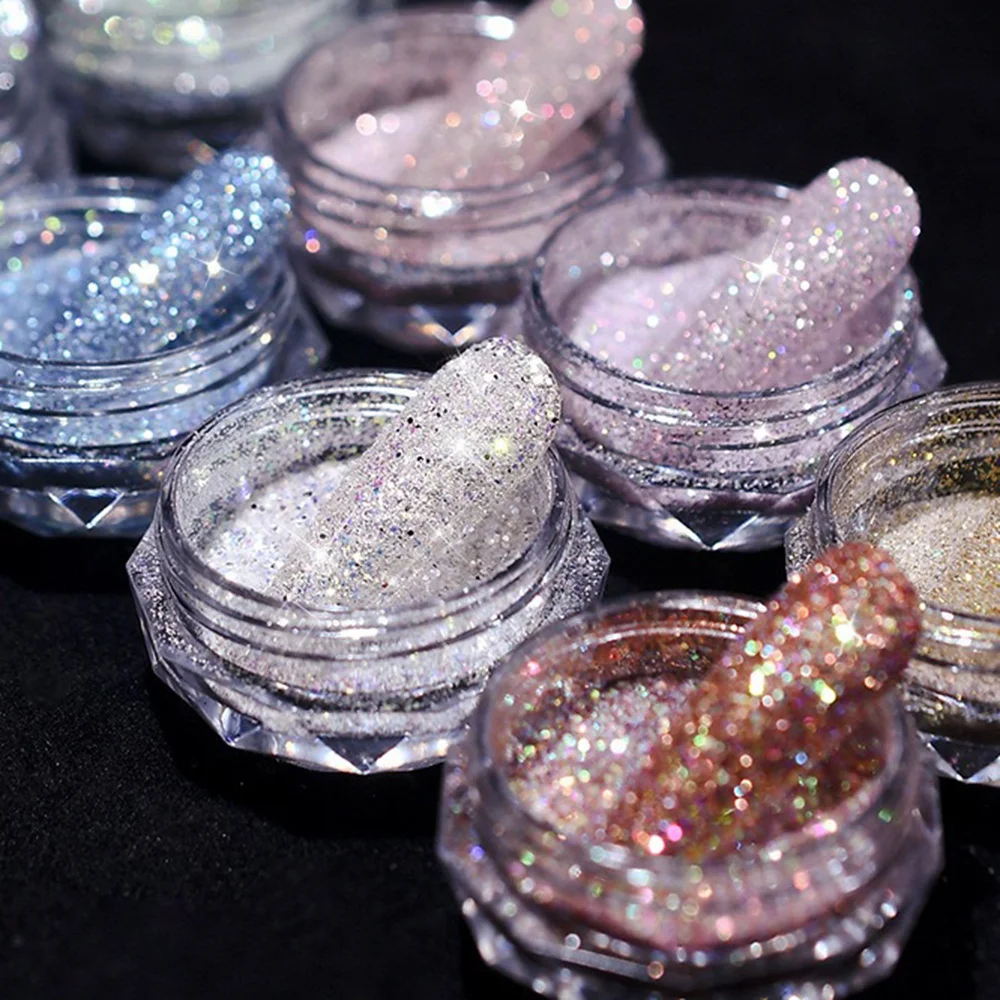 Polvo de purpurina para decoración de uñas, pigmento de lentejuelas para salón de manicura