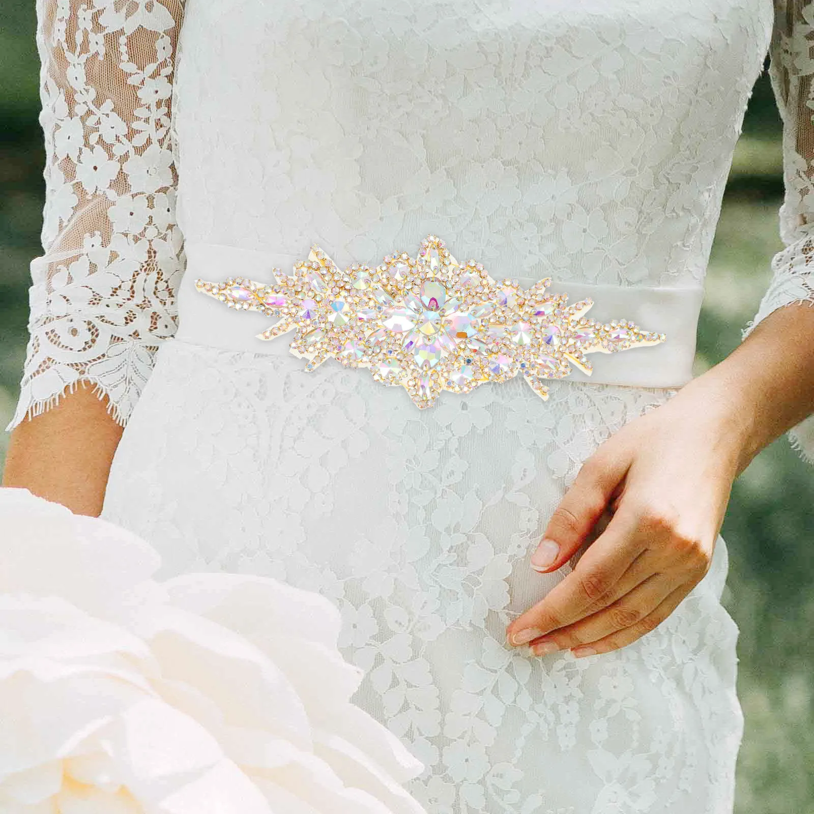 Rhinestone Sash Belt Premium Quality Wedding Hair Applique Bridal Decorative Rhinestone Patch for Clothes Wedding Accessories
