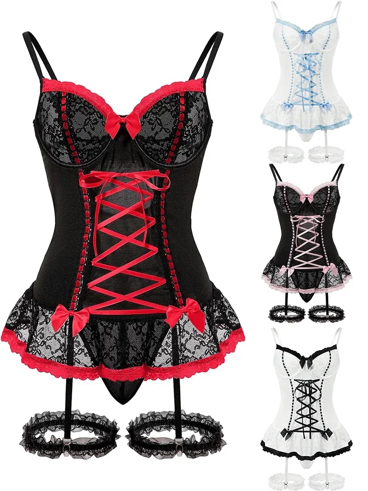 

Горячее сексуальное женское белье для женщин, кружевное прозрачное открытое анальное экзотическое нижнее белье, комплект эротического фетиш-тедди DDLG, боди с цветочным принтом, подвязки