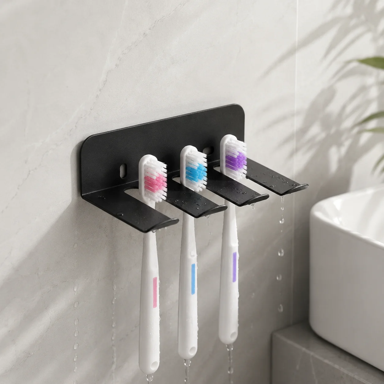 1pc Drill Mounted Multi-Function Iron Storage Rack for Kitchen, Bathroom and Room, Toothbrush Organizer