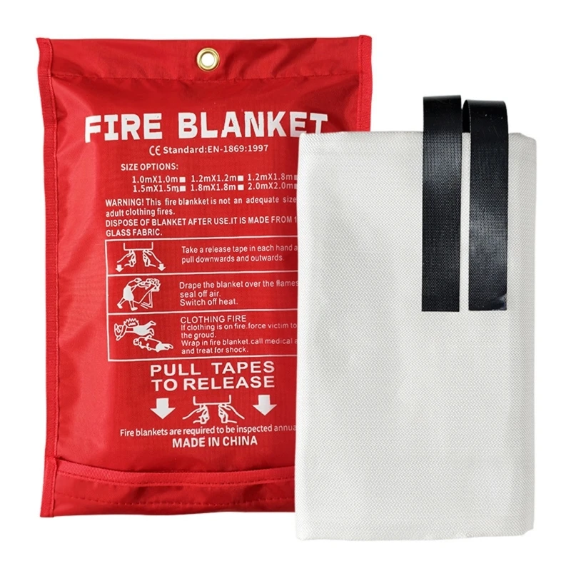 Emergency Blanket with Pull Bands, Glass Fiber Fabric in Hanging for Kitchens, Campsites and Recreation Vehicles K1KF