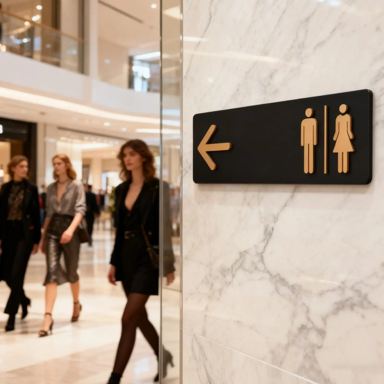 Acrylic Toilet Sign Plate Elegant Wash Room Door Wall Label Sticker WC Bathroom Signage Board Art Home Bathroom Decor