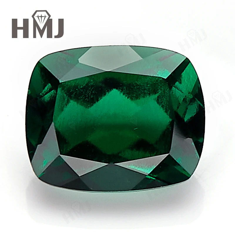 Lab Grown Zambian Emerald Rectangular Cushion Cutting Hydrothermal Hand Cut Cracks Inclusions Inside Selectable AGL Certificate