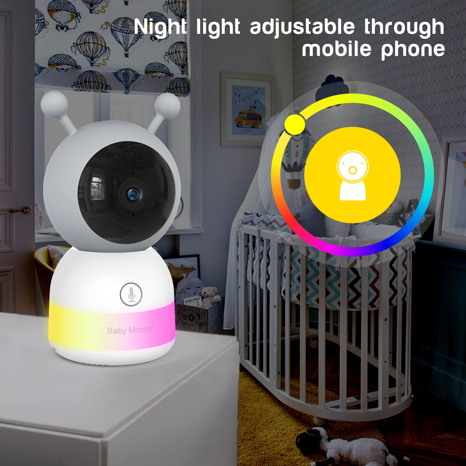 Wifi Baby Monitor Babyphone Video Baby Camera Bebe Nanny RGB Night Light 5 Inch LCD Mobile Phone Control Lullabies for New Born