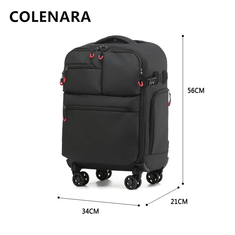COLENARA Waterproof Luggage Men Oxford Cloth Boarding Box 18 Inches Trolley Case Photography Bag Wheeled Travel Bag Suitcase