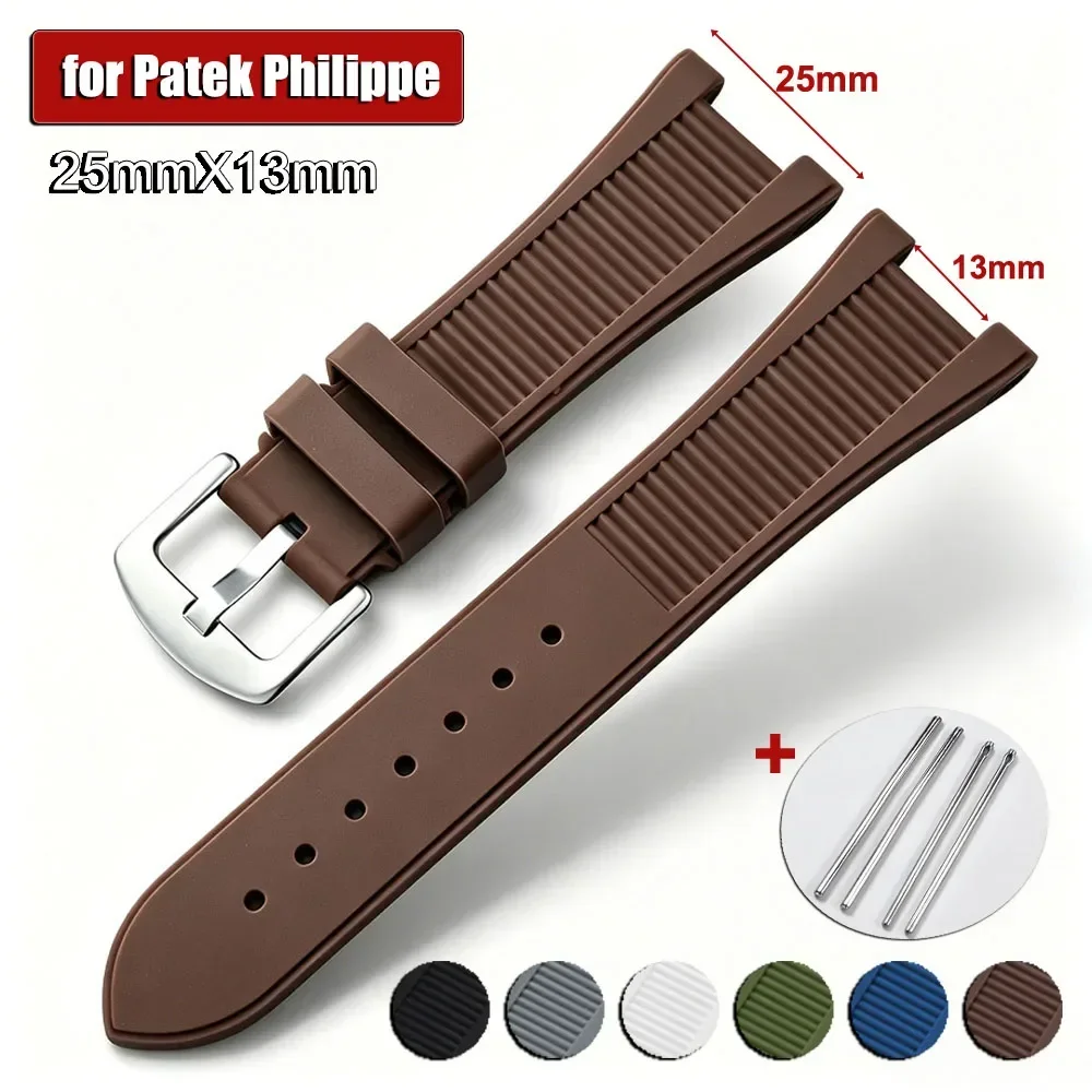 for Patek Philippe Nautilus 25mm*13mm Soft Silicone Straps 5711/5712/5726/5980 Special Concave Interface Watch Band Accessories