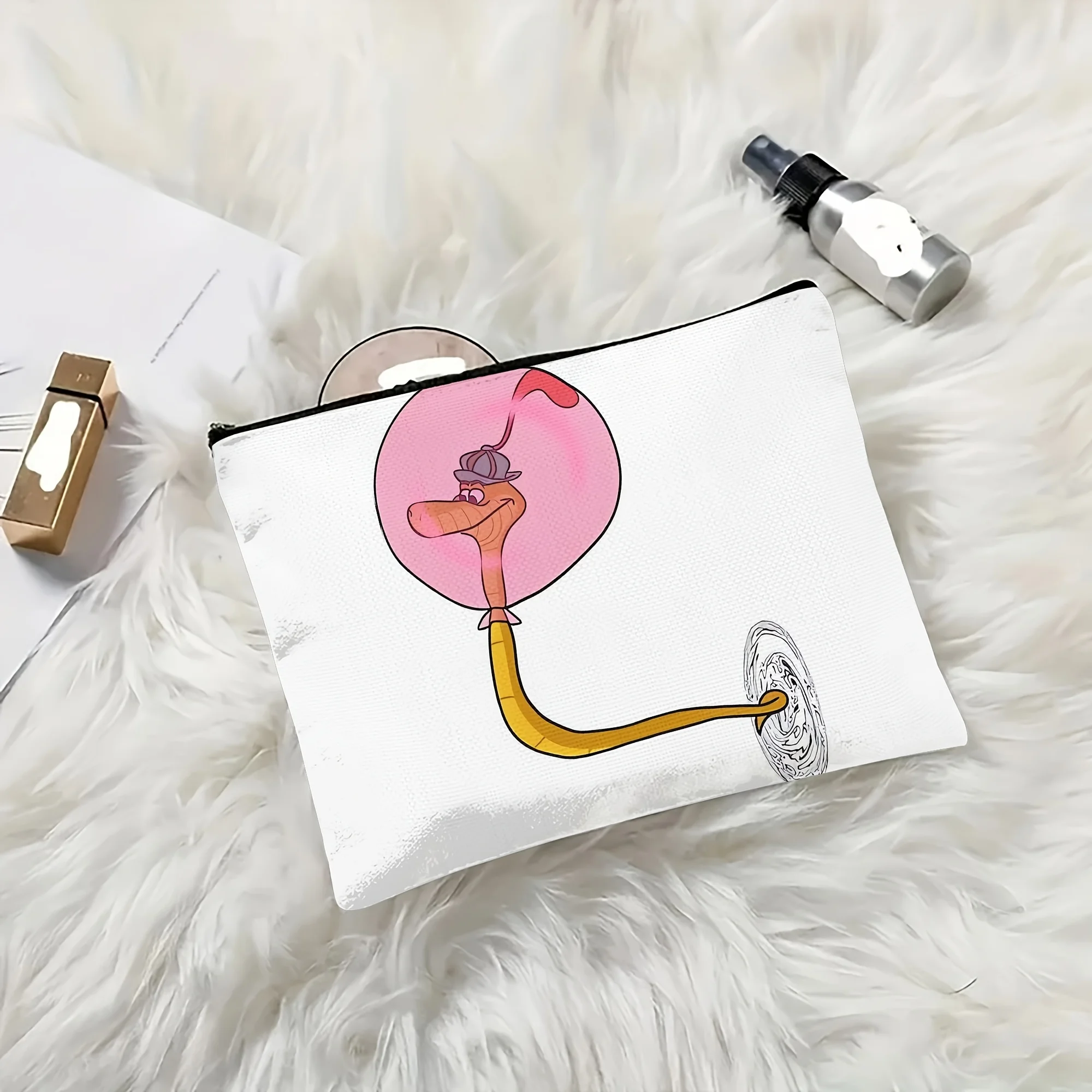Reusable Cosmetic Bag, Funny Cartoon Character with Balloon Print, Lightweight Travel Toiletry Bag