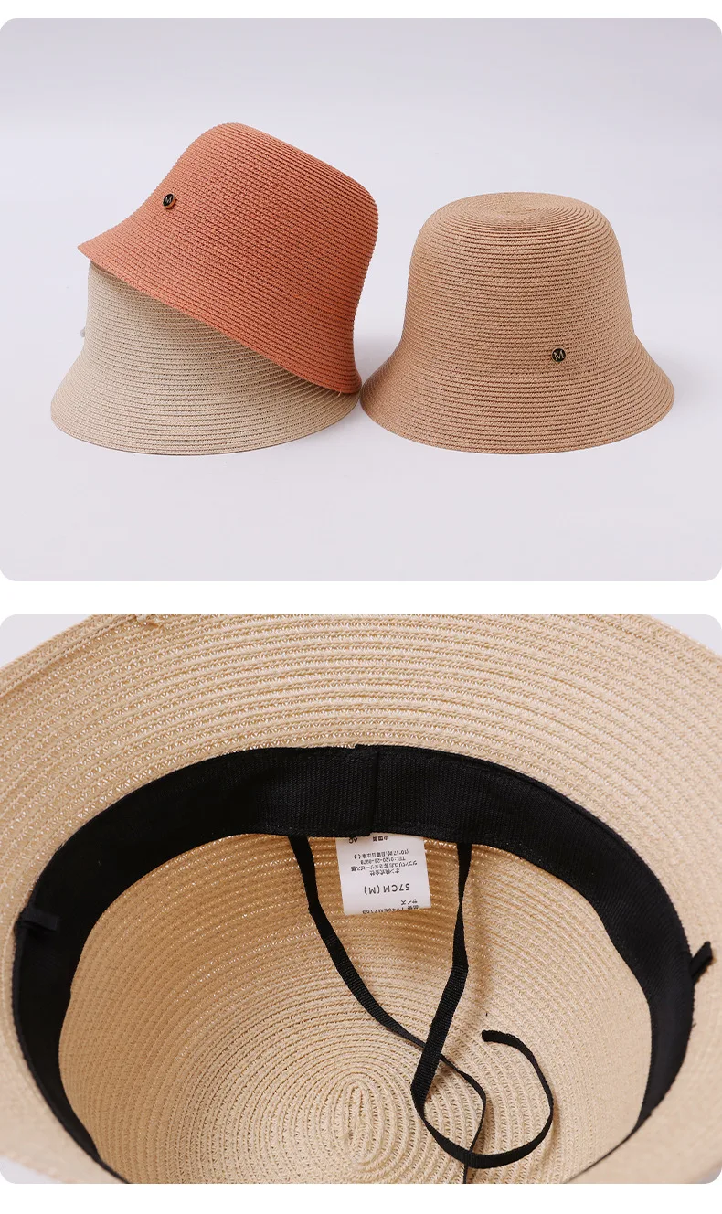 Japanische Designer-Strohhüte für Damen, faltbar, für den Sommer, lässig, für Reisen, Sonnenschutz, schmal geschnittener Sonnenhut, luxuriöser Bucket Cap Panama – Detail 6