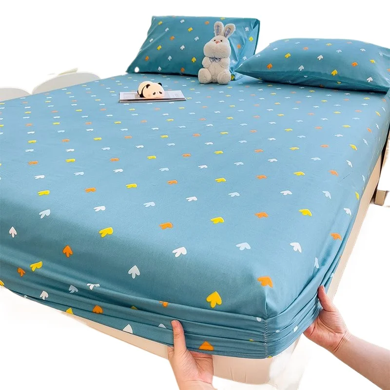 New CottonHome Textile Cloth Mat Single Bed Hat Printed Bed Cover 150x200 180x200 360 Degree Surround with Elastic Sheet Set