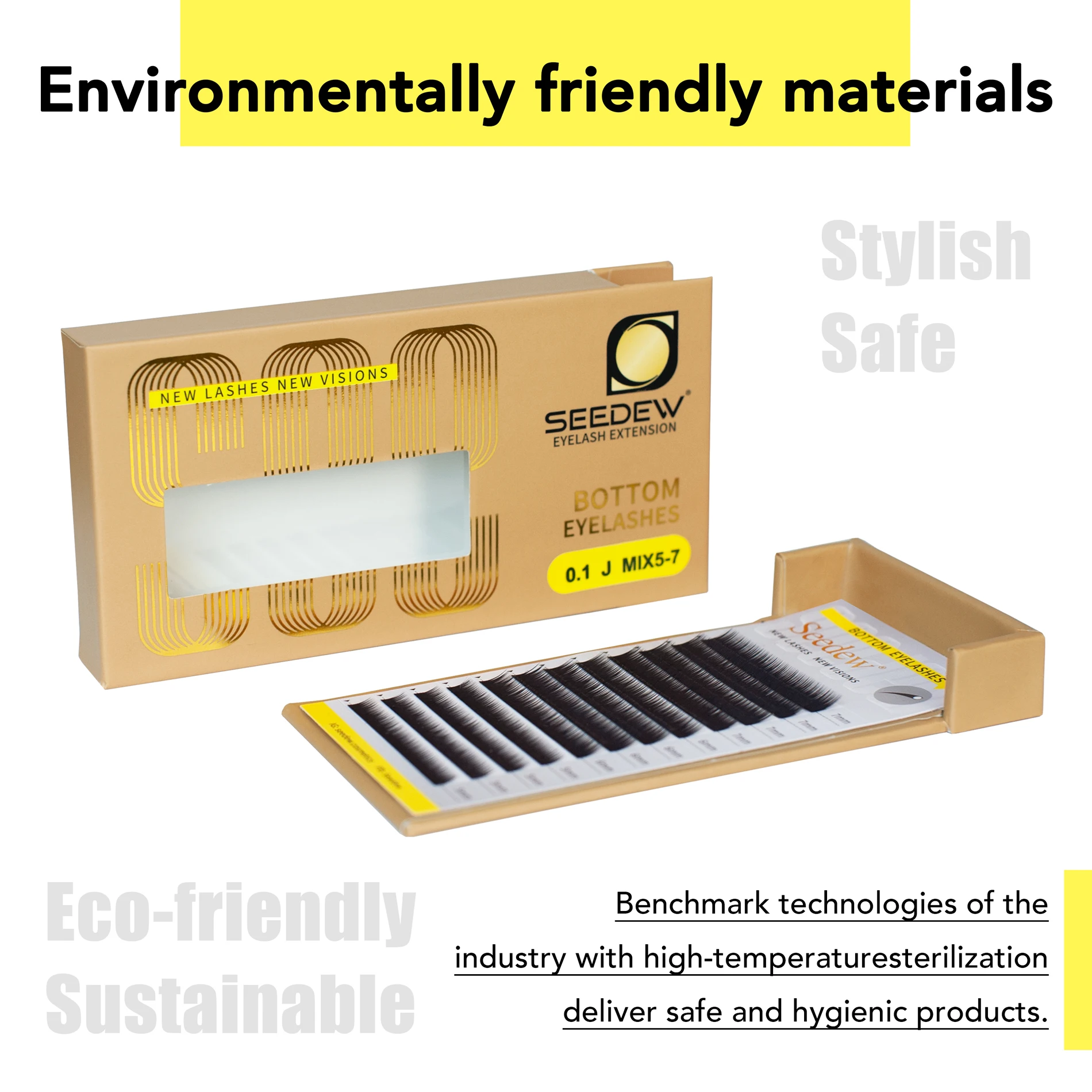 SEEDEW 0.10/0.15 J/B Curl Cílios inferiores sob extensões de cílios Maquiagem 5/6/7mm Suprimentos de cílios Super Soft Natural