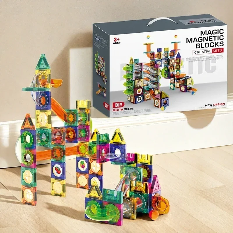 

Magic Magnetic Blocks DIY Creative Set for Kids 3+ Educational Magnet Building Blocks Toys with Marble Run kids toy