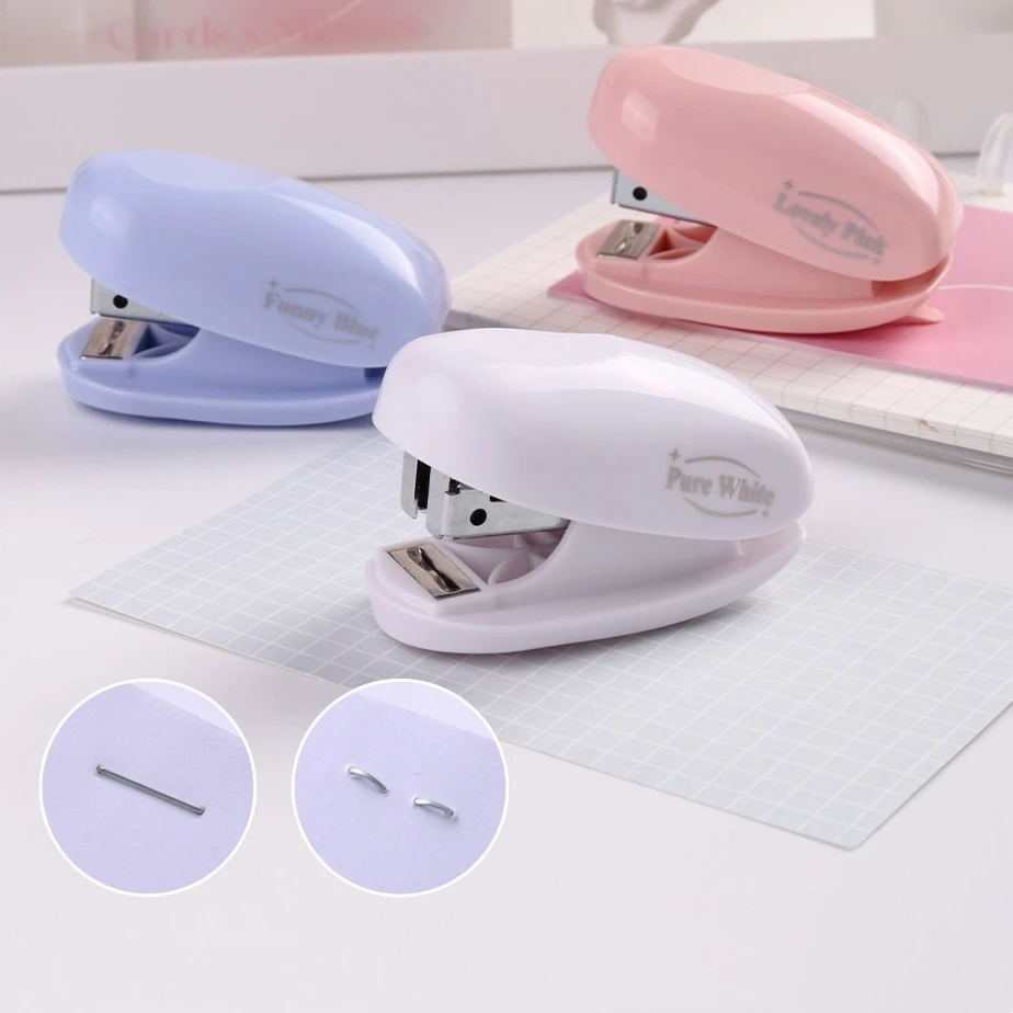 Pure Color Marshmallow Stapler 1000pcs Staples Set Mini & Portable Binder Office Binding Tools School Supplies A7793