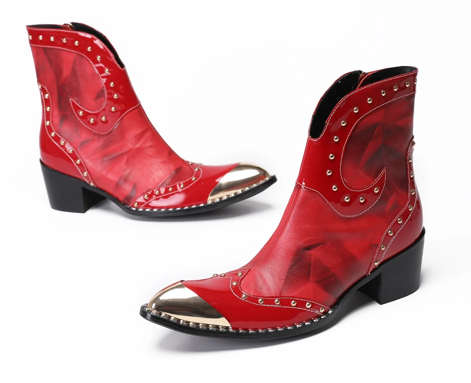 BOARD Frühling Heels Leder Männer Stiefel Spitz männer Kleid Stiefel Männer Höhe Verstorbene männer Rote Hochzeit Schuhe niet Stiefel – Detail 5